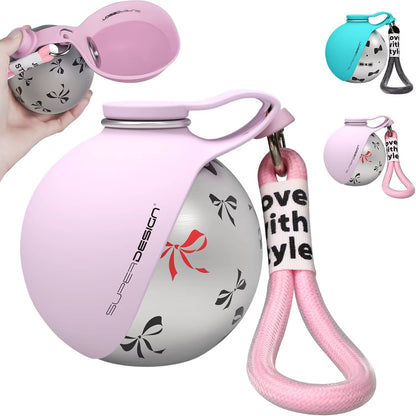 Portable Dog Water Bottle for Small Dogs Leak-Proof & Compact Dog Travel Water Bottle -Stainless Steel Bottle & Silicone Bowl