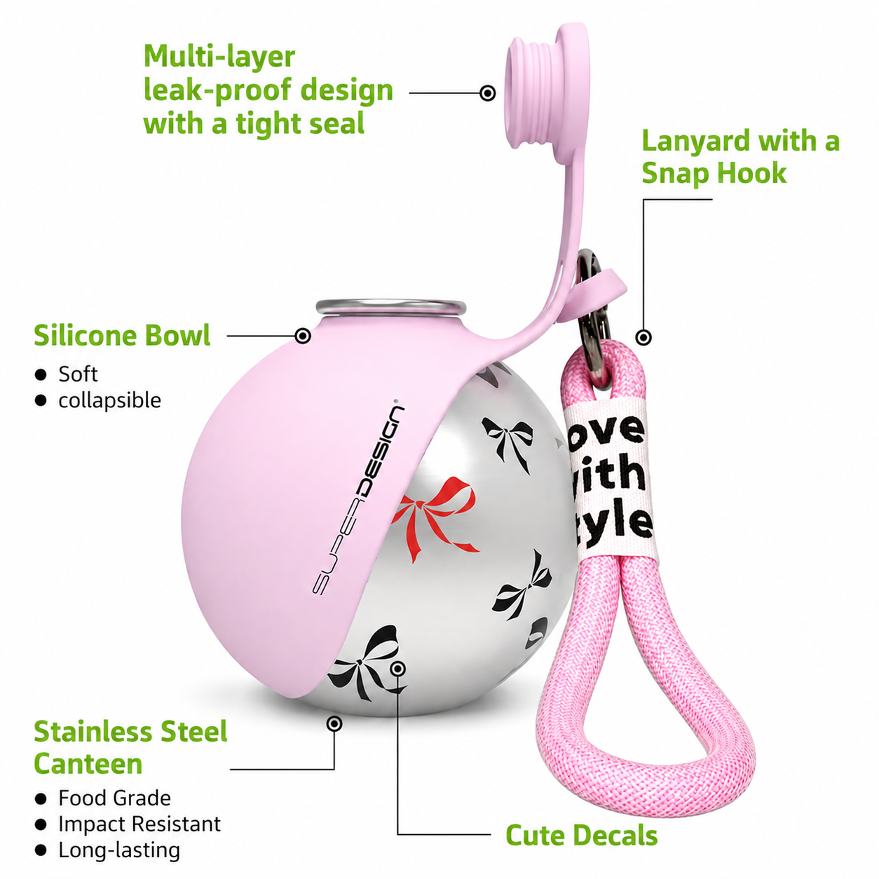 WOFPACK® Portable Stainless Steel Dog Water Bottle